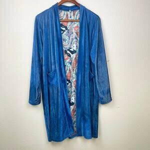 Vintage Womens Kimono Sz L Velvet Panda Bears Boho Robe Unique Rare Whimsigoth